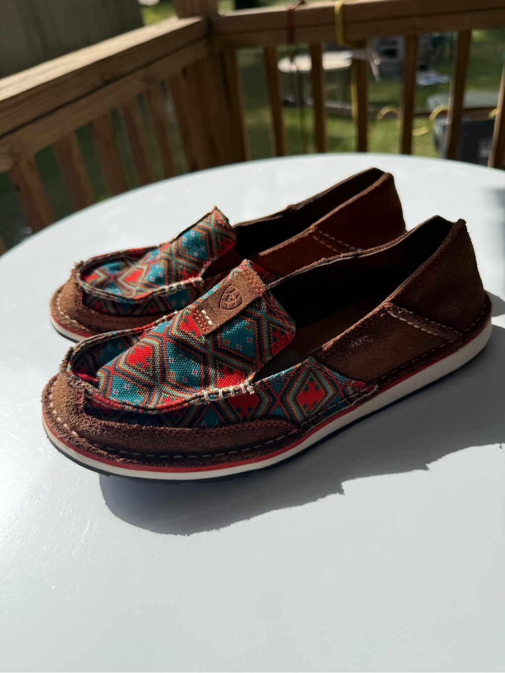 Ariat Aztec Cruiser Women's Leather Textile Slip-On Shoes Size 7.5